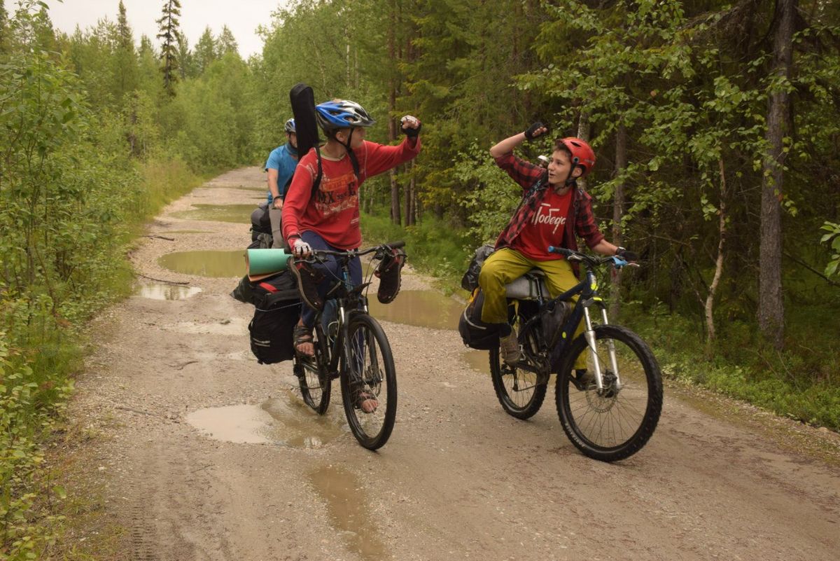 Cyclist traveling through UK countryside